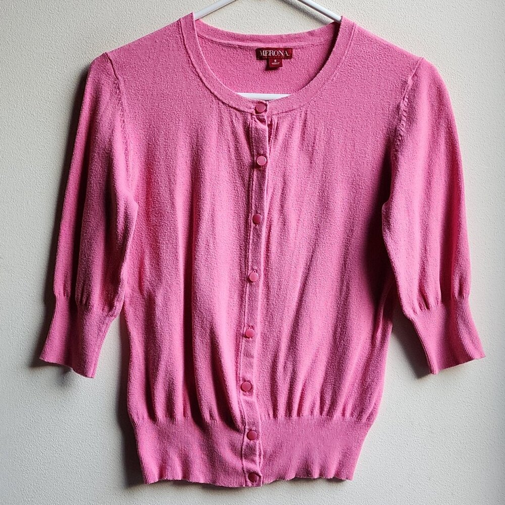 Merona Pink Feminine Button Down Cardigan Size Small